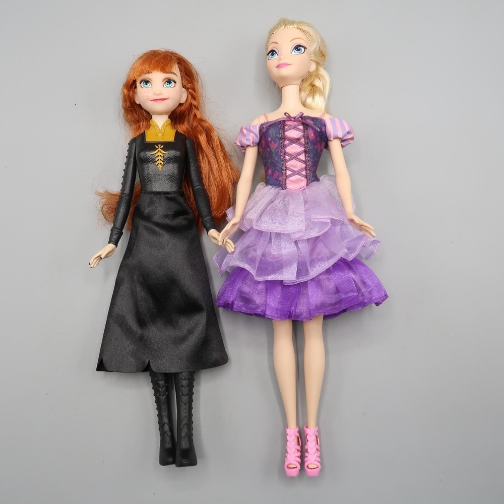 Disney's Frozen 2 Anna And Elsa Barbie Doll‎ Purple Dress lot of 2 Fashion lot
